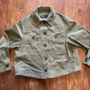 Zara olive green corduroy jacket Women’s Size Small